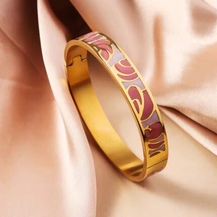 Exquisite Symbol Oil Drip Buckle Trendy Enamel Bracelet Pink