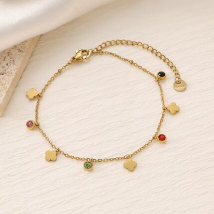 Fashionable Leaf 18k Gold Plated Chain Bracelet