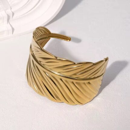 Open Cuff Leaf Shaped Bracelet