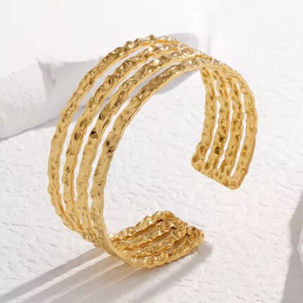 Four Layer Open Cuff Bracelet Golden