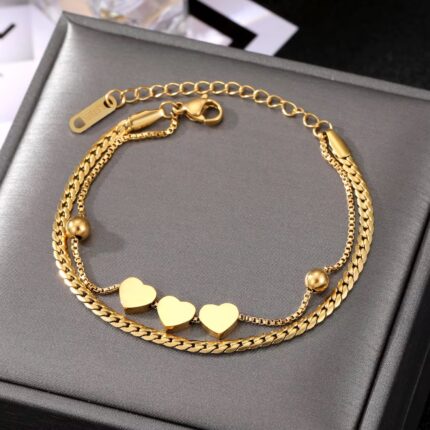 Vintage Punk Cuban Chain Heart Bracelet