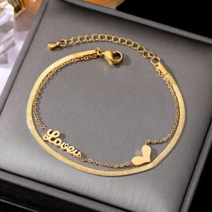 Heart Snake Bone Chain Double Layer Letter Bracelet