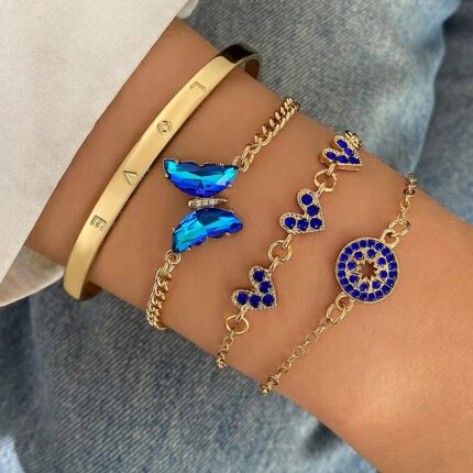 Four Pieces Blue Bracelet Set