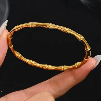 Beaded and Bamboo Style Stretch Bracelet