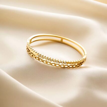 Classic Wave Shaped 18k Rose Gold Plated Bracelet