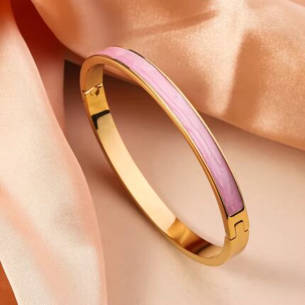 Dainty Trendy Colorful Enamel Bracelet Pink